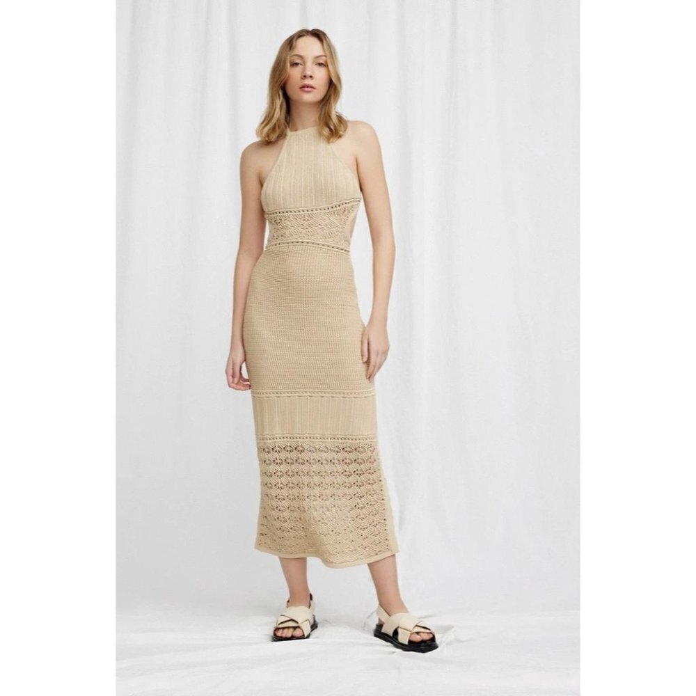 Significant Other Abby Knit Dress in Biscuit 4 Womens Bodycon Midi Cocktail - Picture 2 of 16